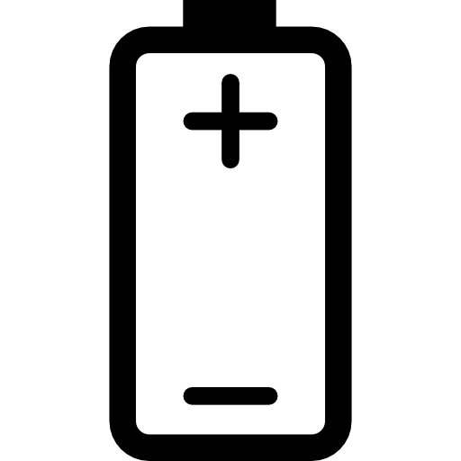 A battery drawn with + at the top and − at the bottom