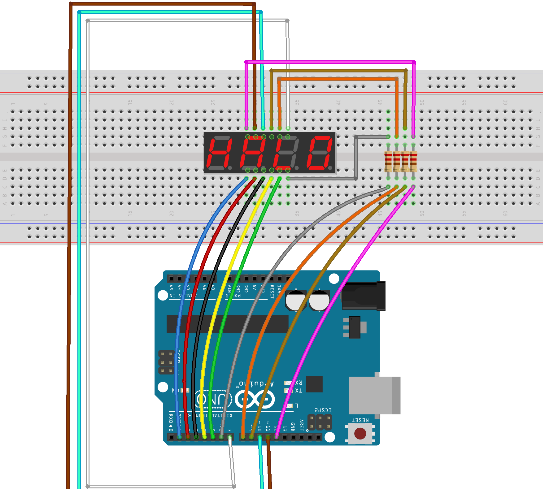 How To Code A 4 Digit 7 Segment Display Using Arduino? - Electronics ...